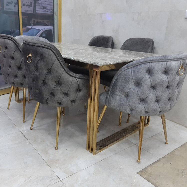 میز ناهارخوری استیل آبکاری طلایی